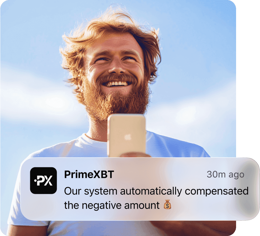 Happy man holding iphone