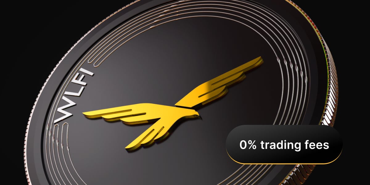 WLFI available on PrimeXBT Crypto Futures: Trade with 0 fees and up to 150x leverage - 0 fee blog 1200x600