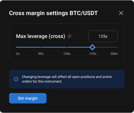 Adjustable leverage in cross-margin for Crypto Futures – set your personal cap - web version cropped