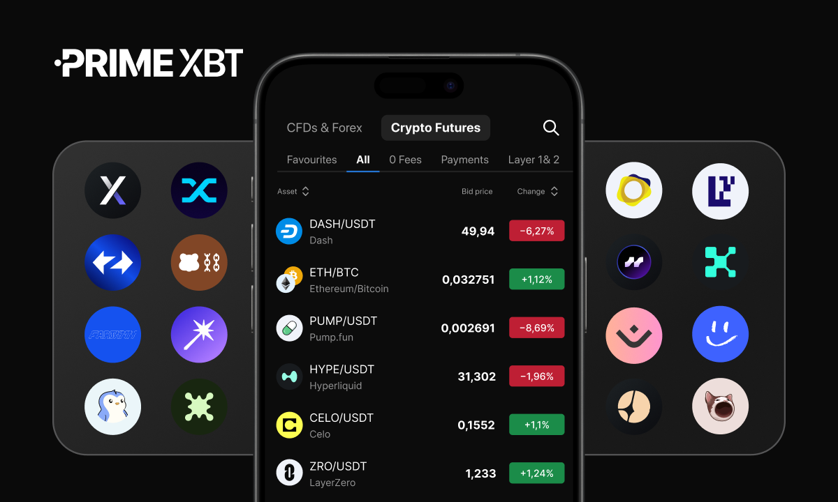 PrimeXBT has listed 40 new crypto futures trading pairs - PR New 41 Coins listing 01 1200x720